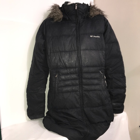 Columbia Black Puffer Winter Fur Lined Maxi Jacket